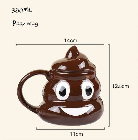 Creative Smile Poop Mug Tea Coffee Cup Funny Humor Gift 3D Pile of Poop Mugs with Handgrip Lid Tea Office Cup Drinkware